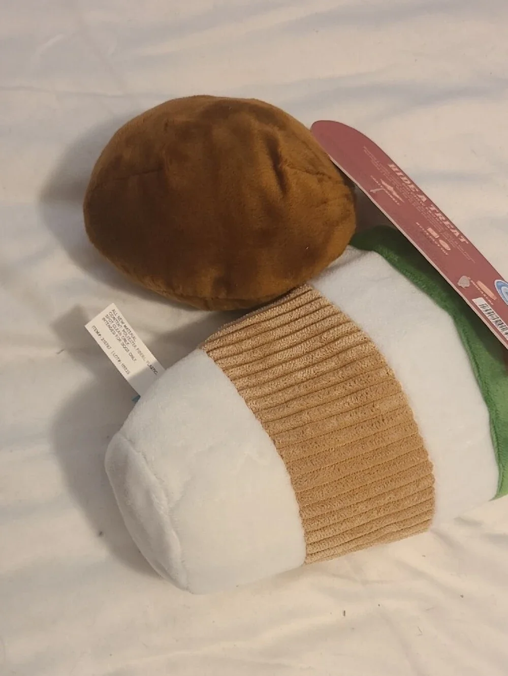Bark Plush Coffee Cup & Donut Toy Set - White, Green, Brown